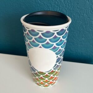 Starbucks Store Colorful Mermaid Scales Double Wall Ceramic Traveler - 12 oz